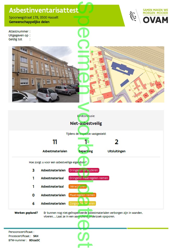 voorbeeld van een asbestattest